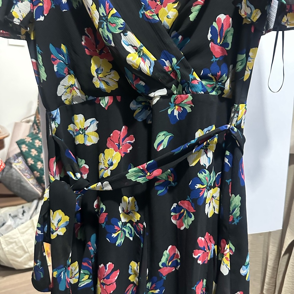 Ralph Lauren Black Floral Midi Dress - Picture 5 of 8
